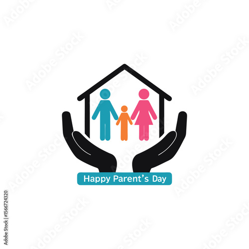 Happy parent's day vector featuring silhouette of family togetherness and messaging of parent's day worldwide 