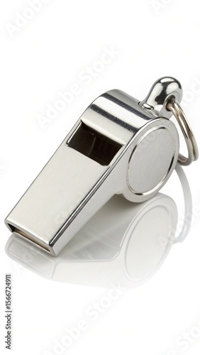 silver whistle on a white background