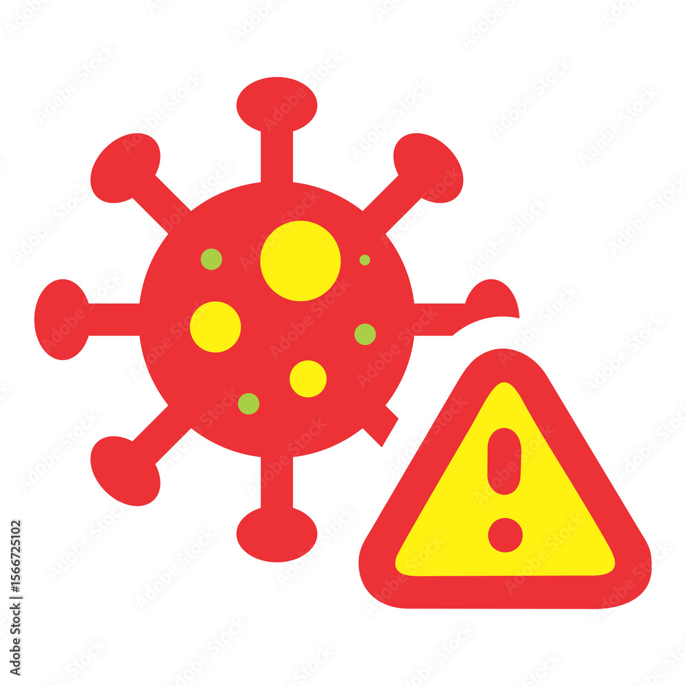 Fototapeta premium The virus beware icon red and yellow