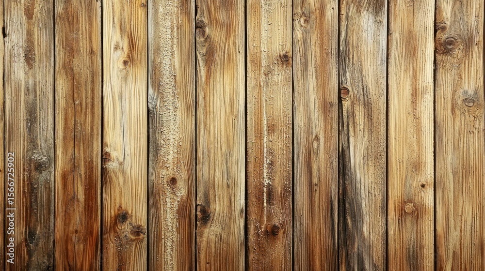 Fototapeta premium A wooden fence with weathered boards and a rustic appearance.