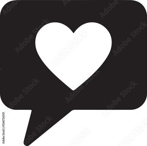 Silhouette speech bubble with heart symbolizing talk therapy, emotional support, and compassionate communication. EPS.