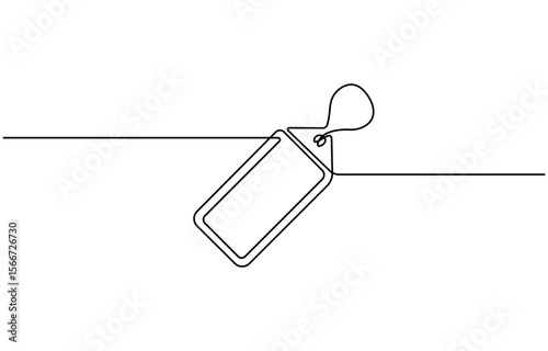 Black Friday sale concept in continuous line. Tag emblem with percent discount, single line on a white background, isolated vector illustration.