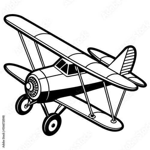 vintage biplane isolated on white