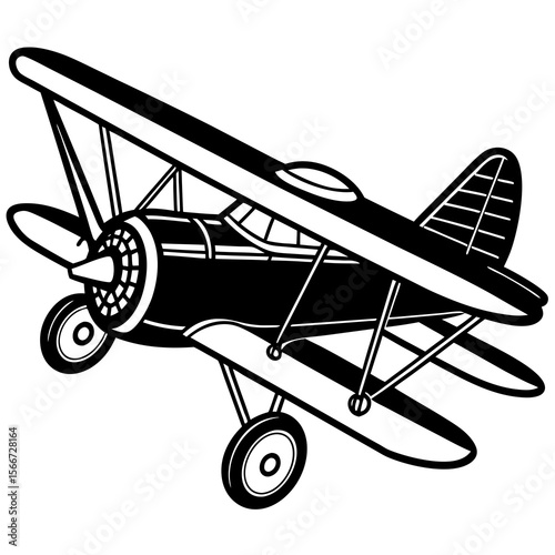 vintage biplane isolated on white