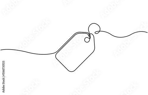 Black Friday sale concept in continuous line. Tag emblem with percent discount, single line on a white background, isolated vector illustration.