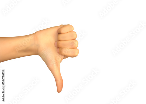 Hand gesture showing thumbs down on a transparent background expressing disapproval