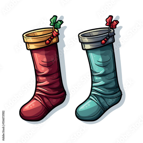 Sure, here is your sentence:

A vibrant set of red and colorful rubber rain boots, isolated fashion footwear for any season