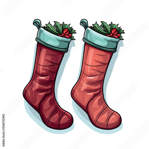 Red winter rubber boots, a single pair or multiple, isolated on a white background