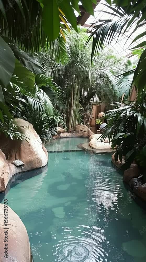 Serene Swimming Pool in Lush Rainforest 