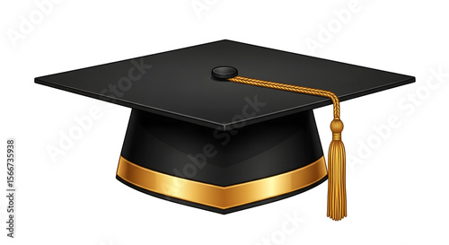 Black Graduation Cap Gold Accent Achievement Success,