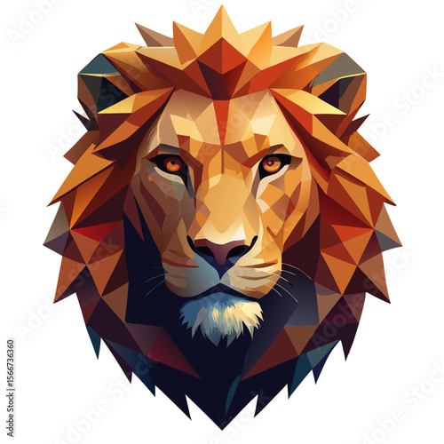 Lion head on polygonal background. Vector illustration for your design