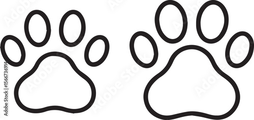 cat and dog paw print line art vector illustration.