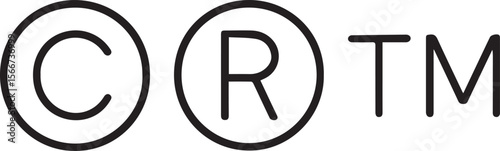 Copyright, registered and trademark symbol. intellectual property icon set. line art vector illustration.