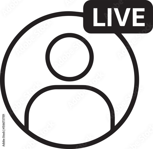 live video streaming badge. profile or avatar red circle frame line art vector illustration