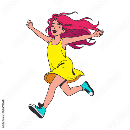 girl jumping in the air generative ia