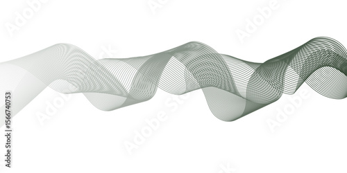 Abstract modern background with green wavy lines and particles.Abstract wavy lines Digital frequency track equalizer background.modern frequency sound wave lines and twisted curve lines background