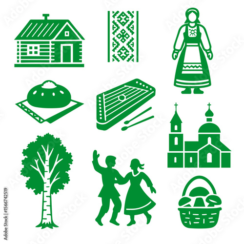vector isolated green color belarus traditional cultural symbols