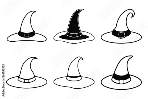 set of Spooky Halloween Line Art 