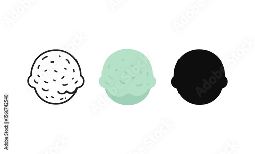 Minimalist ice cream scoops: abstract art with line, color, and silhouette