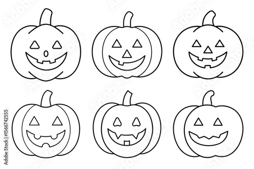 Halloween pumpkins set with Ghosts and Haunted Elements Collection