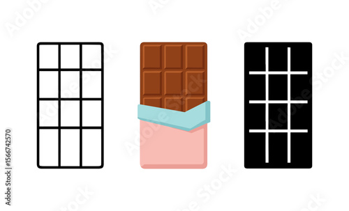Minimalist chocolate bar design with graphic outlines on white background