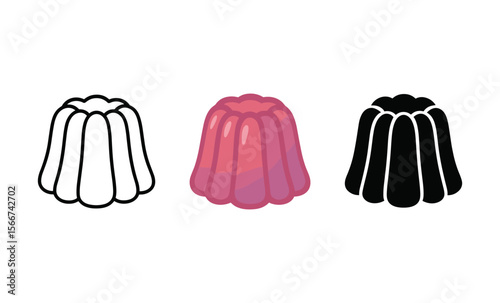 Colorful jelly icons: playful trio featuring black, white, and pink designs