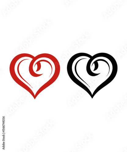 Modern vector illustration of a calligraphic love heart sign element of Valentine's day, love t-shirt design, template for t-shirt, card, invitation, easily editable.