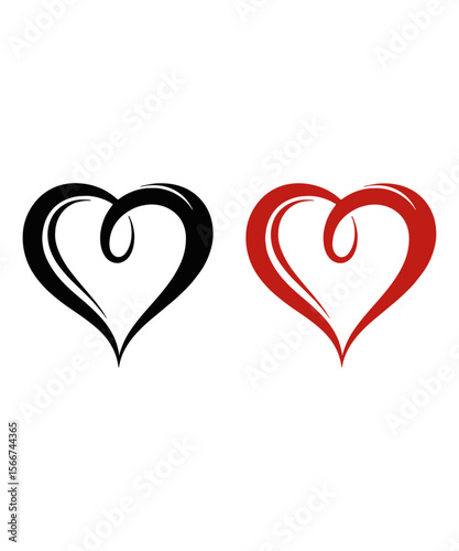 Modern vector illustration of a calligraphic love heart sign element of Valentine's day, love t-shirt design, template for t-shirt, card, invitation, easily editable.