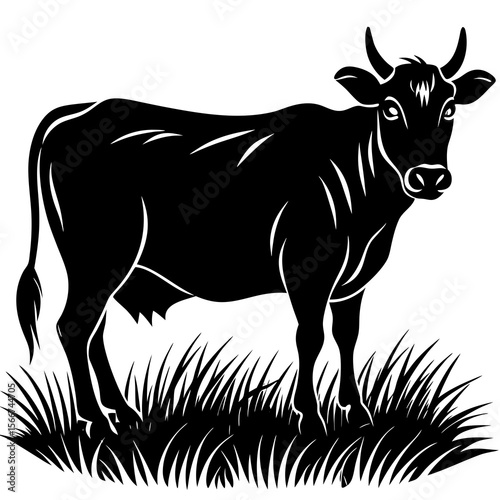 silhouette of a cow
