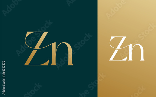 Initial letter ZN NZ logo design vector illustration for couple, wedding, and business