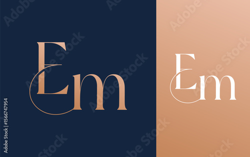 Initial letter EM ME logo design vector illustration for couple, wedding, and business