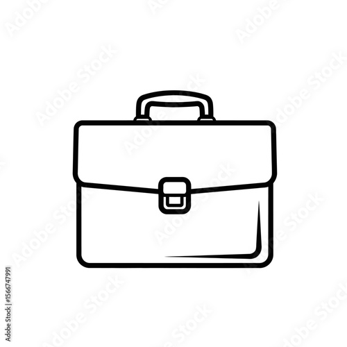 A black line art briefcase is isolated on white background