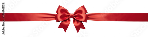 Vibrant red ribbon with large bow, perfect for gift wrapping or decoration, adds festive touch to any occasion