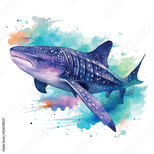 Great white shark swimming underwater, a powerful marine animal illustration