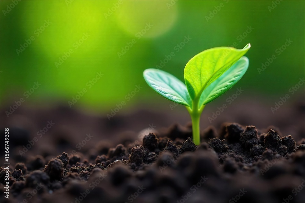Naklejka premium Vibrant Green Sprout Emerging from Soil A Symbol of New Life and Growth
