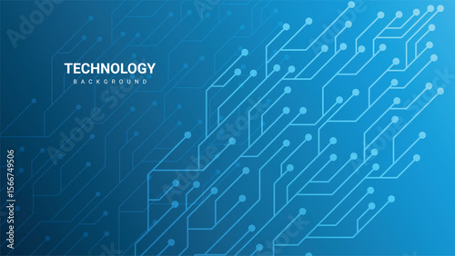 Blue tech background with circuits  TECHNOLOGY BACKGROUND text