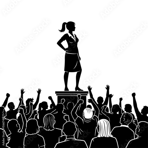 A powerful woman leader addressing a crowd