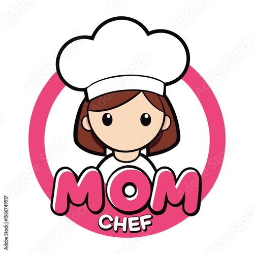 Mom kitchen logo vector illustration. Chef mascot logo.