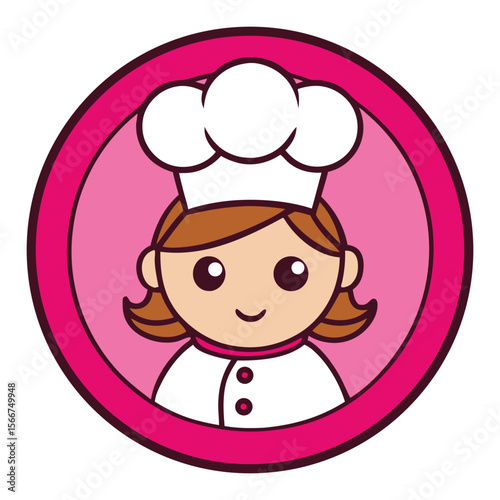 Mom kitchen logo vector illustration. Chef mascot logo.