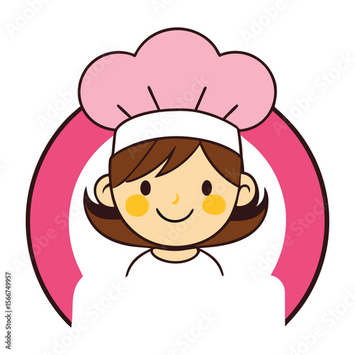 Mom kitchen logo vector illustration. Chef mascot logo.