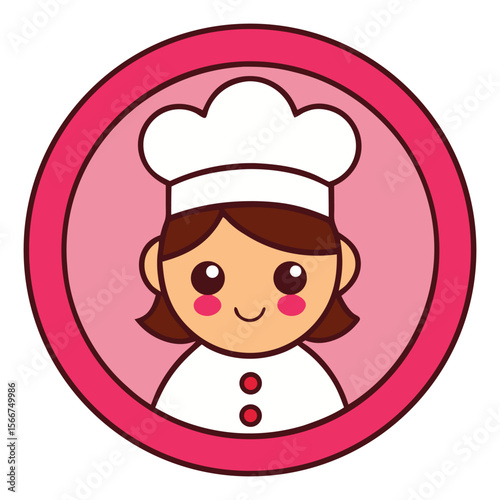 Mom kitchen logo vector illustration. Chef mascot logo.