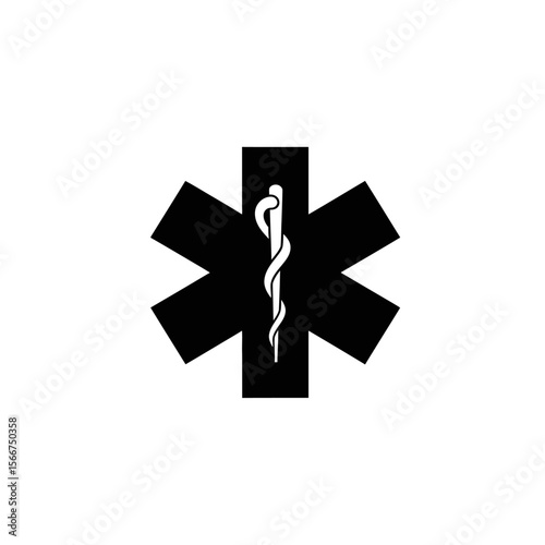 Star of life medical symbol isolated on white background