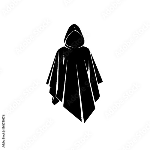 A hooded poncho is isolated on a white background