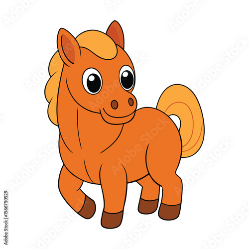 Vector illustration of Brown horse cartoon