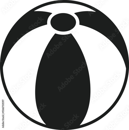 Minimalist Beach Ball Silhouette Vector for Summer and Pool Themes