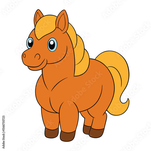 Vector illustration of Brown horse cartoon