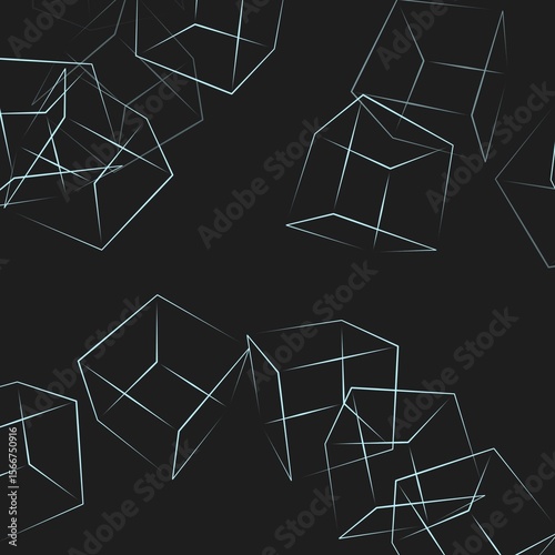 Cubic or mosaic in dark backgroun. Rectangle abstrac background.