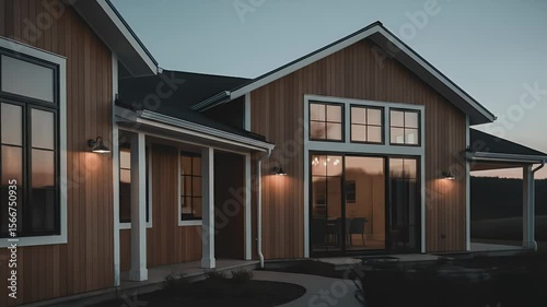 Exterior Home View Featuring Siding and Windows at Dusk
