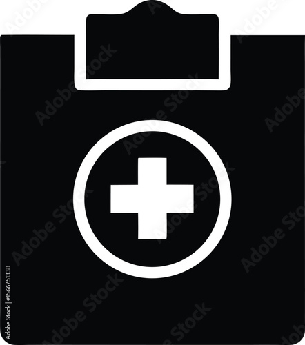 medical first aid kit, black and white, minimalist, iconic, simple, clean, essential, necessary, graphic design, vector illustration
