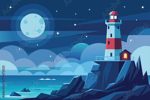 lighthouse in the moonlight